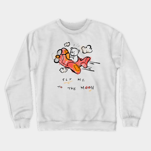 Fly Me to the Moon Crewneck Sweatshirt by Ewen Gur